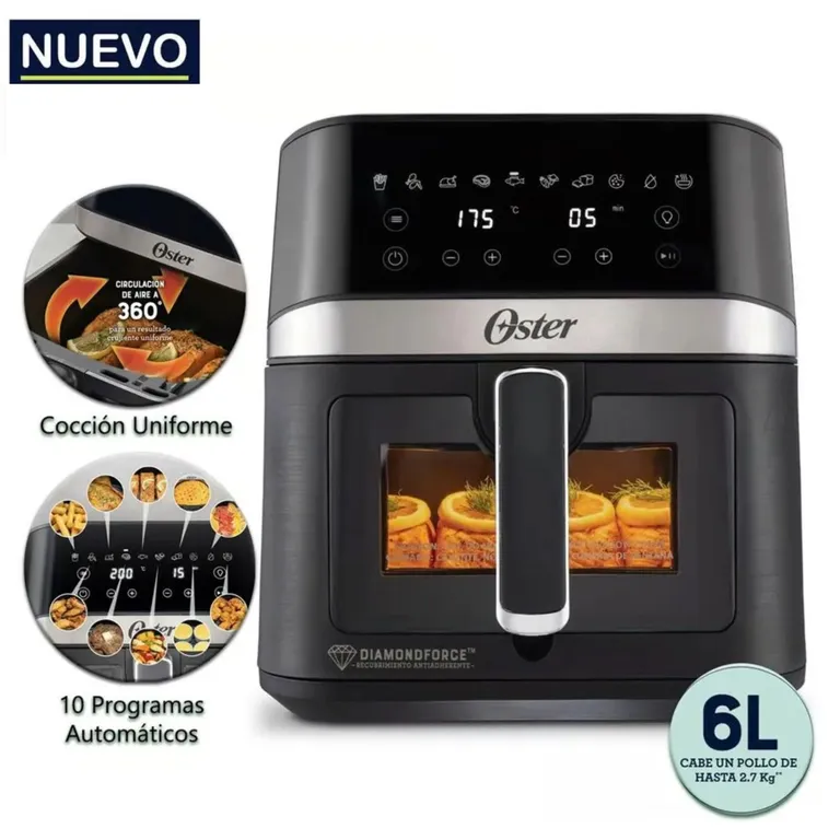 Freidora de Aire 6 Litros Digital CKSTAF60WDDF Negra - Panel Táctil