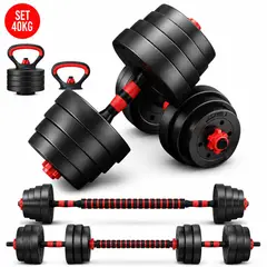Xtreme Sport - Mancuernas Set de 40 Kg Convertibles + Barra + Asas