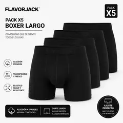 FLAVORJACK - Pack x5 Boxers Largos de Algodón para Hombre