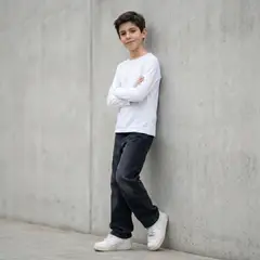 LE PETIT COMPANY - Jean Baggy Niño Gris Oscuro Wide Leg