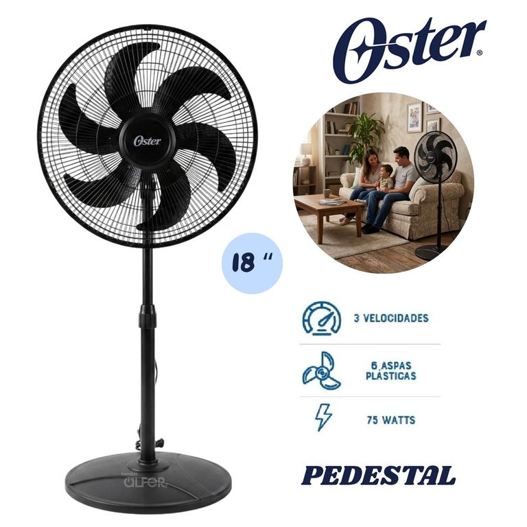 Ventilador de Pedestal 18" 75 Watts 3 Velocidades EOSVELIST1631-6H