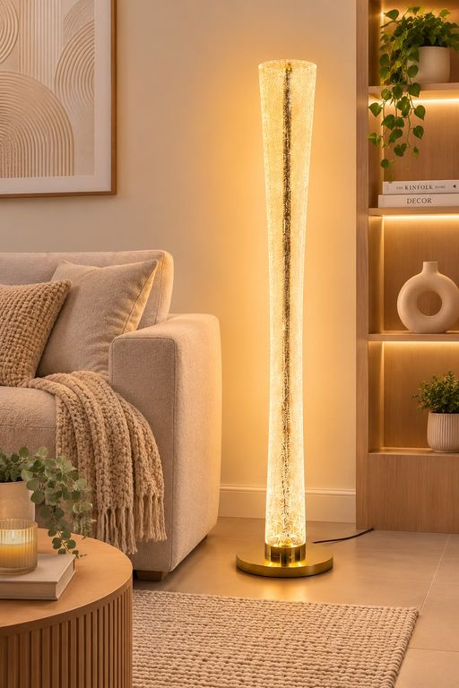 Lámpara de Piso LED 3 tonos de luces con Efecto Cristal Burbuja 140 cm
