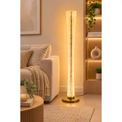 GENERICO - Lámpara de Piso LED 3 tonos de luces con Efecto Cristal Burbuja 140 cm