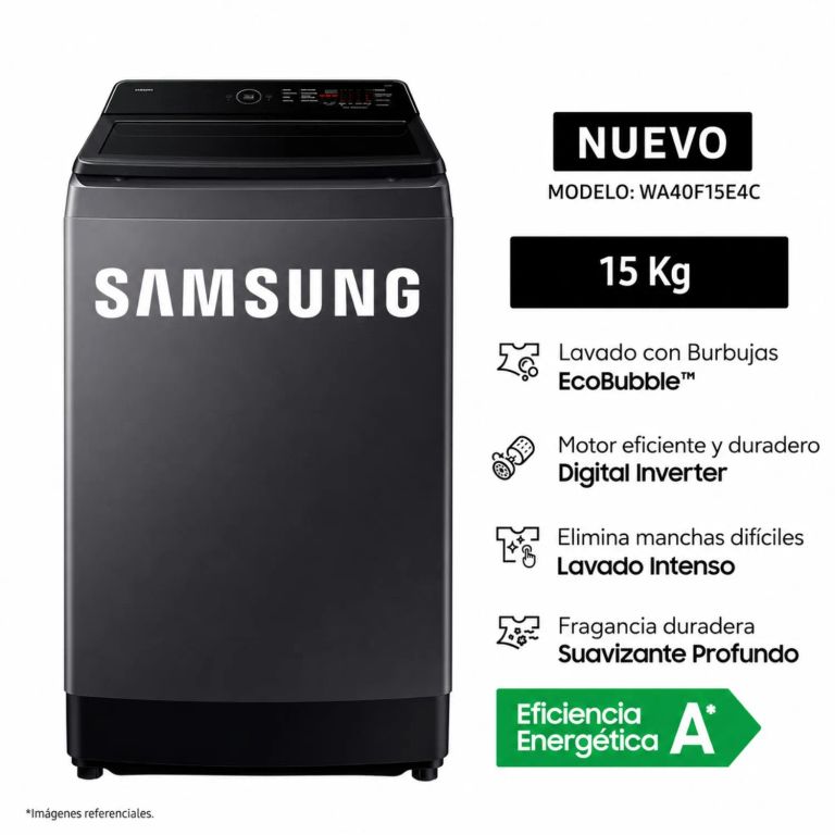 Lavadora 15 Kg WA40F15E4C EcoBubble, Digital Inverter y Carga Superior