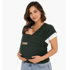 CERDITA - FULAR PARA BEBÉ CON BOLSILLO COLOR VERDE OSCURO