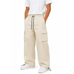 ENKI - Pantalón Cargo Oversized Hombre Ancho Tela Nova
