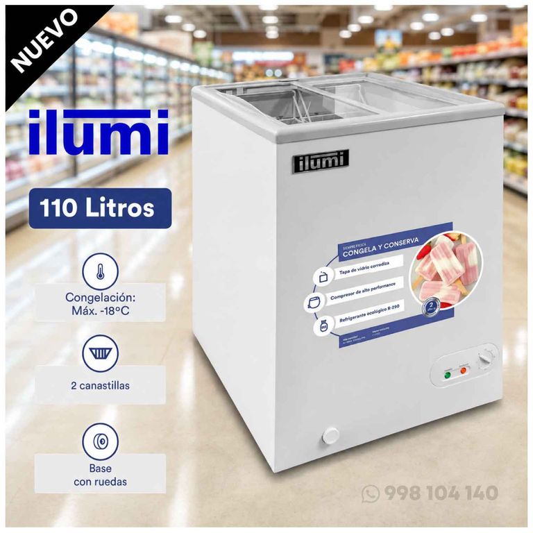 Congelador TF-1100 Tapa de Vidrio Horizontal 110L - Blanco