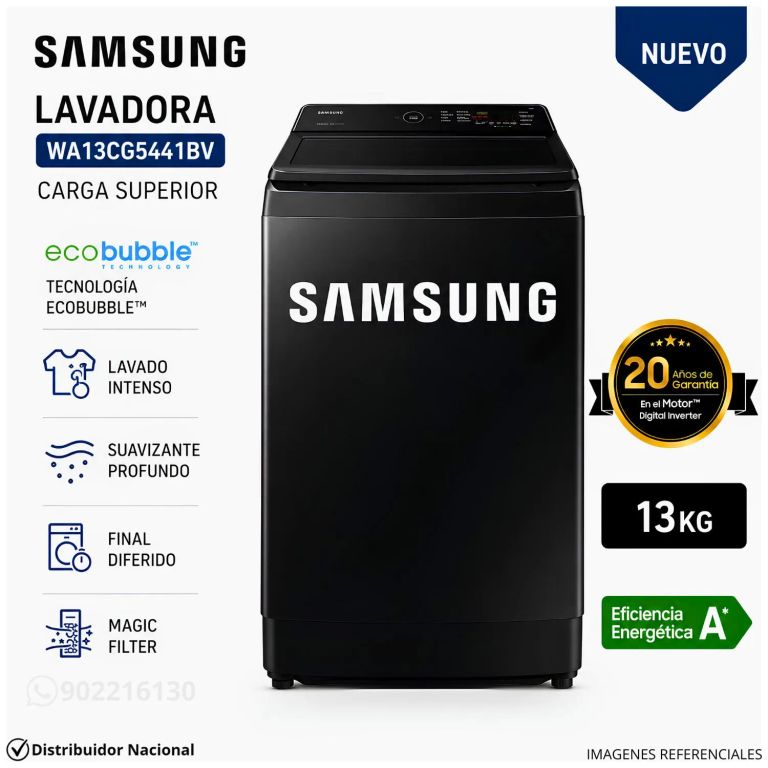 LAVADORA 13KG CARGA SUPERIOR WA13CG5441BV - NEGRO