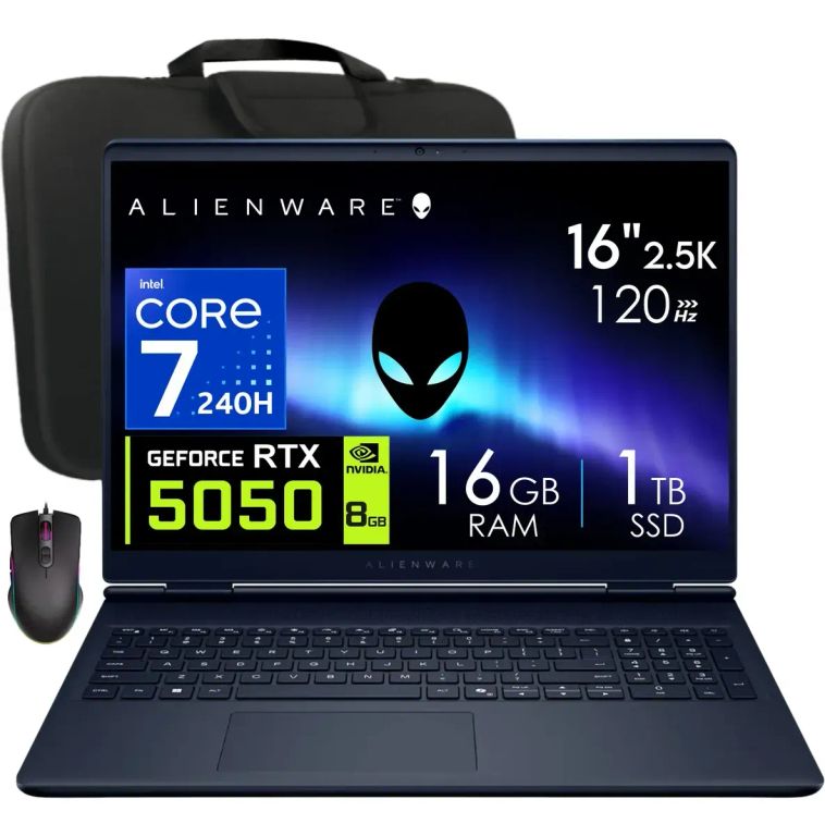Laptop gamer Alienware 16 Aurora Core 7-240H Nvidia RTX5050 Ram 16gb 1tb SSD, 16″ WQXGA 120Hz