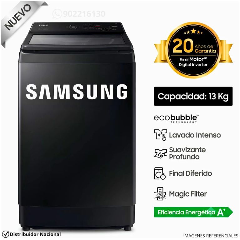 LAVADORA 13KG CARGA SUPERIOR WA13CG5441BV - NEGRO