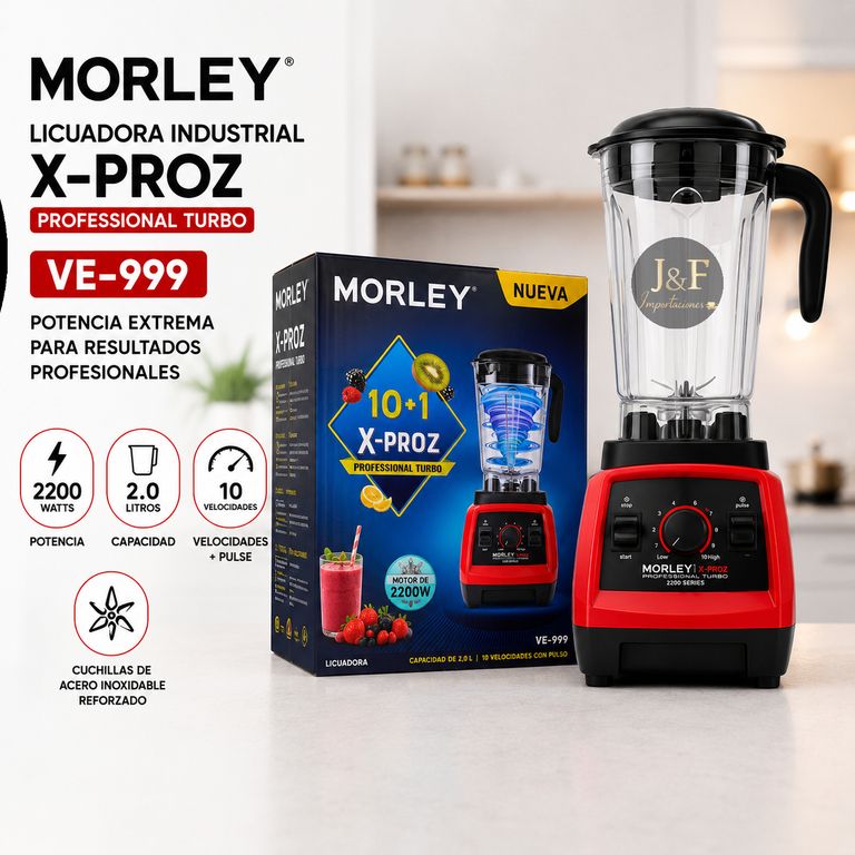 LICUADORA PROFESIONAL VE-999 X-PROZ 2200W VASO 2L 10 VELOCIDADES CON FUNCION PULSO