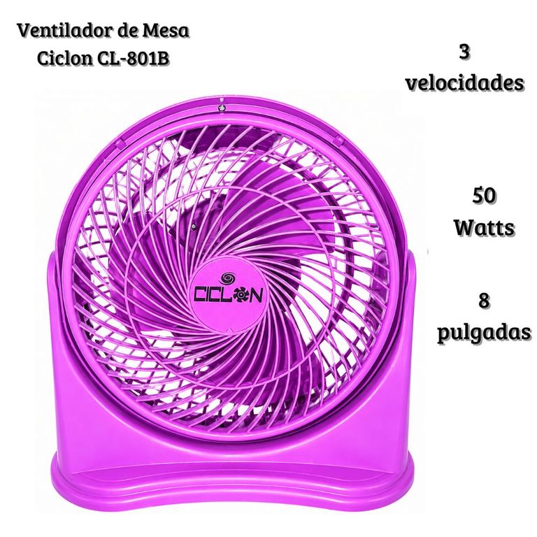Ventilador de Mesa Ciclon 8 pulgadas 03 Velocidades Purpura