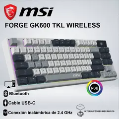 Msi - TECLADO GAMING FORGE GK600 TKL WIRELESS SKY WIBLUUSB