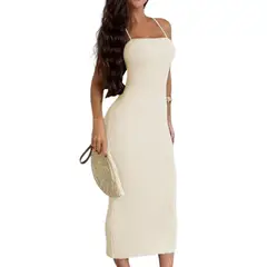 GENERICO - Vestido hilo maxi 359G-24 color perla
