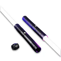 GENERICO - Sable Doble de luz de metal para duelo con 15 colores RGB Recargables Negros