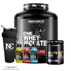 INN INNOVATE NUTRITION - COMBO INNOVATE NUTRITION - ONE WHEY ISOLATE 2.5 KG CHOCOLATE + GLUTA ONE 500G + SHAKER