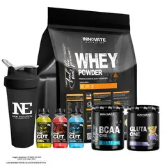INN INNOVATE NUTRITION - COMBO INN- WHEY POWDER 3KG VAINILLA+BCAA ONE 500G NARANJA+GLUTA ONE 500G+SHAKER