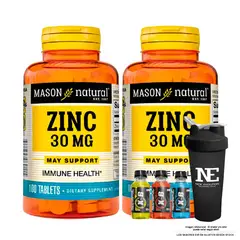 Mason Natural - COMBO VITAMINAS - 2 ZINC 30 MG 100 TAB + SHAKER