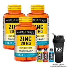 Mason Natural - COMBO VITAMINAS - 3 ZINC 30 MG 100 TAB + SHAKER