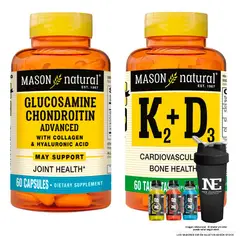 Mason Natural - COMBO VITAMINAS MASON NATURAL- GLUCOSAMINA CONDROITINA + VITAMINA K2+D3 +SHAKER