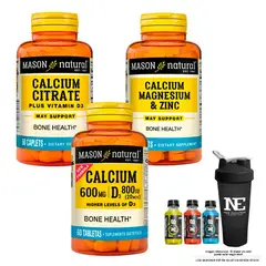 Mason Natural - COMBO MASON-CITRATO DE CALCIO+CALCIO,MAGNESIO,ZINC+CALCIO 600MG D3 800IU+SHAKER