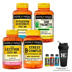 Mason Natural - MASON- GLUCONATO DE POTASIO+SAW PALMETTO+LECITINA SOYA+ STRESS B-COMPLEX+SHAKER