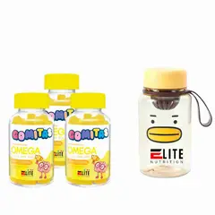 ELITE NUTRITION - COMBO GOMITAS PARA NIÑOS KIDS - 3 ELITE OMEGA + TOMATODO