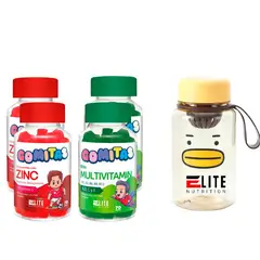 ELITE NUTRITION - COMBO GOMITAS PARA NIÑOS ELITE - 2 ELITE ZINC + 2 ELITE MULTIVITAMIN + TOMATODO