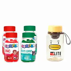 ELITE NUTRITION - COMBO GOMITAS PARA NIÑOS ELITE - 2 ELITE ZINC + 2 ELITE ANTI GRIP + TOMATODO