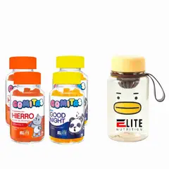 ELITE NUTRITION - COMBO GOMITAS PARA NIÑOS ELITE - 2 ELITE HIERRO + 2 ELITE GOOD NIGHT + TOMATODO