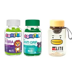 ELITE NUTRITION - COMBO GOMITAS PARA NIÑOS ELITE NUTRITION- ELITE FIBRA+ ELITE ANTI GRIP+TOMATODO