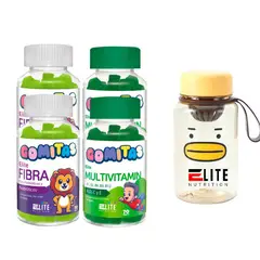 ELITE NUTRITION - COMBO GOMITAS PARA NIÑOS ELITE- 2 ELITE FIBRA + 2 ELITE MULTIVITAMIN + TOMATODO