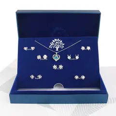 PUREPOWER - 7 Pares Juego de aretes y aros en 925 plata pura con circonita cúbica para mujeres,hipoalergénicos