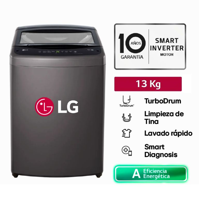 Lavadora WT13BVTB 13Kg TurboDrum™ Negro Claro