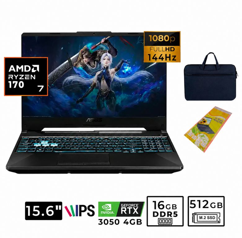Laptop Tuf Gaming A15 AMD Ryzen 7 170 RTX 3050 16Gb RAM 512 SSD FA506NCQ-HN012W 15.6