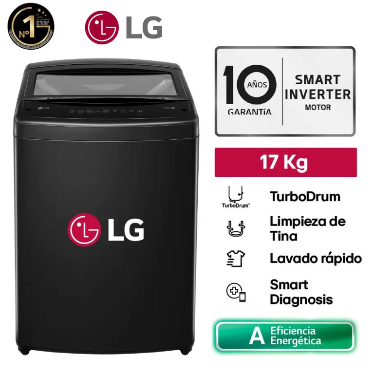Lavadora 17Kg Smart Inverter TurboDrum™ WT17BOVTB Negro Onyx
