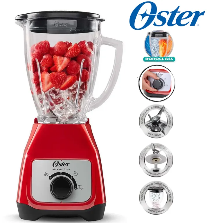 Licuadora Oster® 2 velocidades con control de perilla BLSTKAG-RRD-053 1.5L Roja 800W
