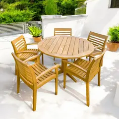 MOVENDA - Comedor de Exterior de Madera Redondo Arauca 5 Personas