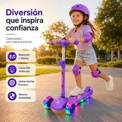 GENERICO - SCOOTER INFANTIL PLEGABLE 3 RUEDAS ANCHAS CON BLUETOOTH, LUCES LED Y FUNCIÓN MUSICAL 2026