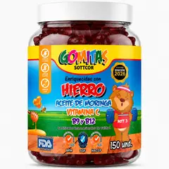 GENERICO - Gomitas Sottcor Hierro con Aceite de Moringa, Vitamina C, Vitamina B9 y Vitamina B12 x 150 Gomitas