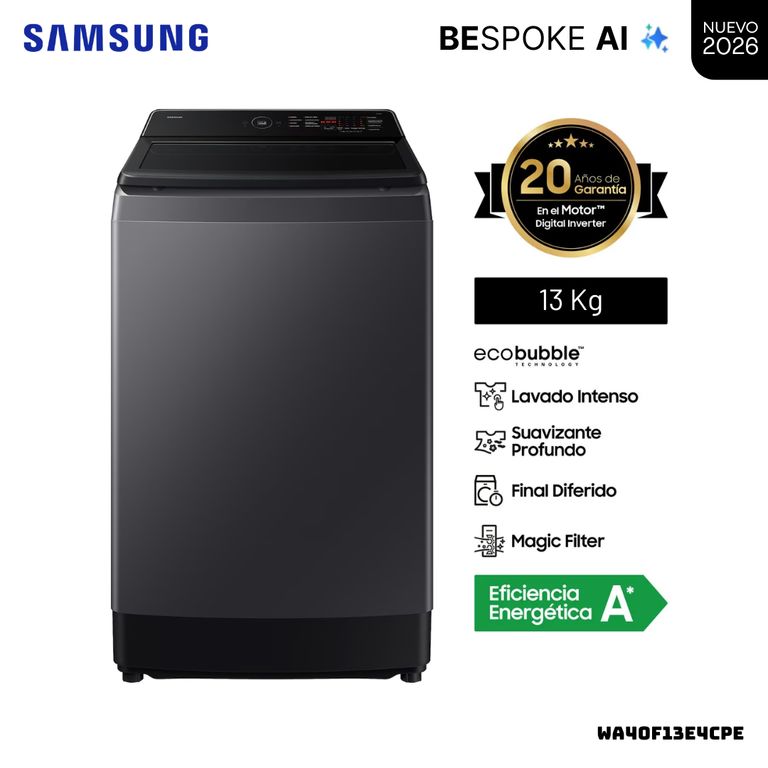 LAVADORA ECOBUBBLE AI 13 KG CARGA SUPERIOR GRIS GRAFITO - WA40F13E4CPE