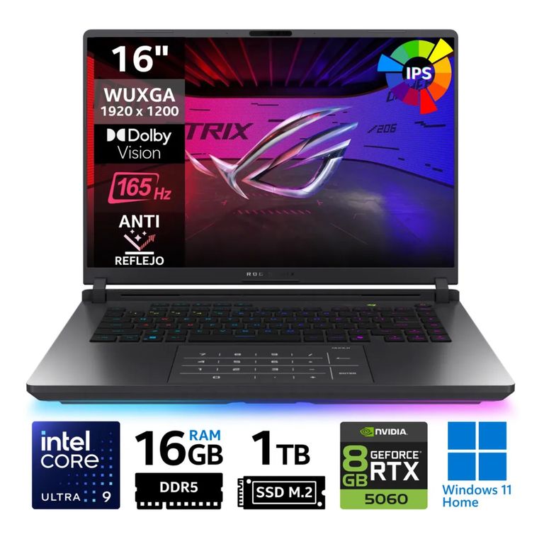 Laptop ROG Strix G16 G615LM-DS94 WQXGA Intel® Core™ Ultra 9 Serie 2 16GB RAM 1TB SSD RTX™ 5060