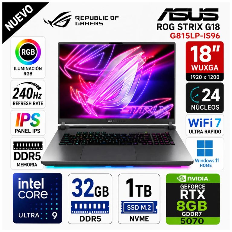 Laptop Gamer ROG Strix G16 Intel® Core™ Ultra 9 275HX 32GB RAM DDR5 1TB SSD RTX™ 5070