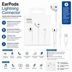 GENERICO - AUDIFONOS LIGHTNING IPHONE EARPODS CON MICROFONO Y CONTROL VOLUMEN CABLEADO EN CAJA