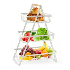 GENERICO - Frutero de 3 niveles cesta organizador de frutas blanco