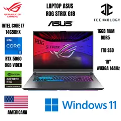 ASUS - LAPTOP ROG STRIX G18 2025 I7 14650HX / 16GB RAM DDR5 / 1TB SSD / RTX 5060 8GB VIDEO