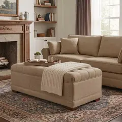 MAVISAC - Baúl Darcy Plaza y Media Tela Aterciopelada - Beige
