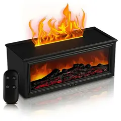 ELMEJORPRECIO - Humidificador Decorativo Efecto Chimenea Negro