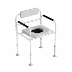 BUYPAL - Silla de Baño Ajustable con Respaldo y Apoyabrazos