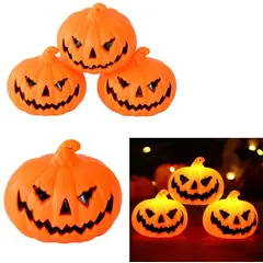 GENERICO - Set de 5 luces LED mini calabazas a pila decoración de Halloween